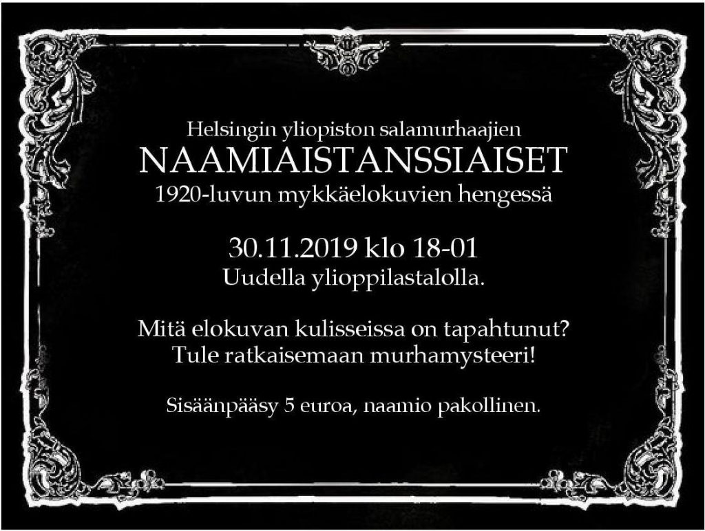 Naamiaistanssien 2019 mainos. / An ad for Masquerade Ball 2019.